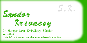 sandor krivacsy business card