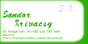 sandor krivacsy business card